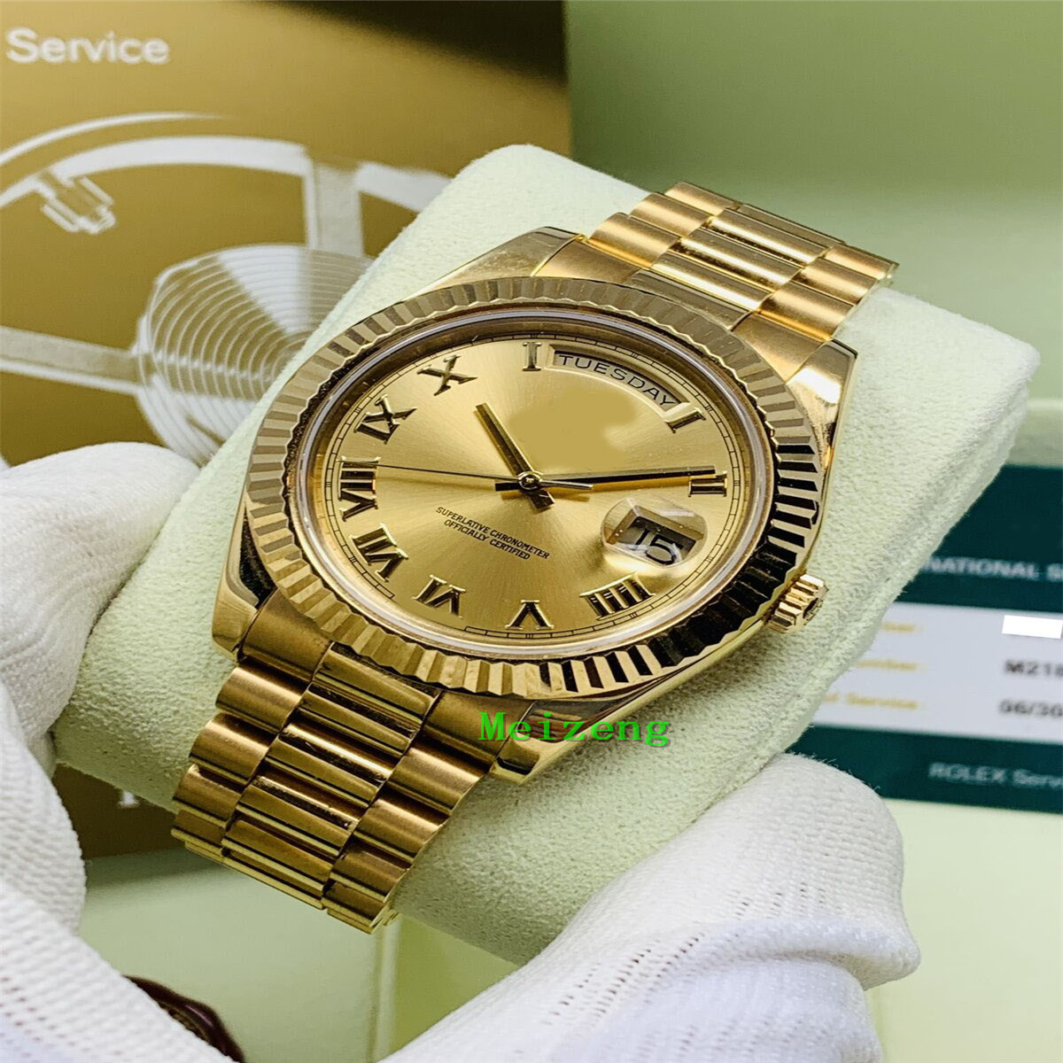 

Luxury Wristwatch BRAND New Day-Date II 218238 41MM Yellow Champagne Roman Numeral Face, Watch