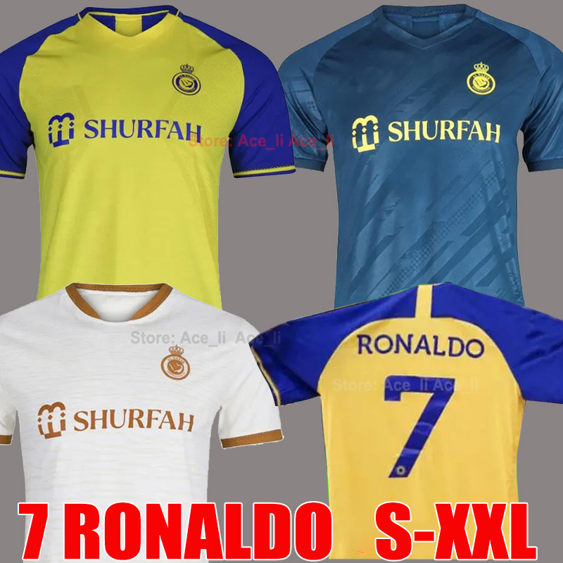 

22 23 Al Nassr Fc Ronaldo Soccer Jerseys 2022 2023 Home Yellow Away Cr7 Gonzalo Martinez Talisca Ghislain Konan Vincent Aboubakar Men Football Shiirt Al-nassr Fc, 22-23 away