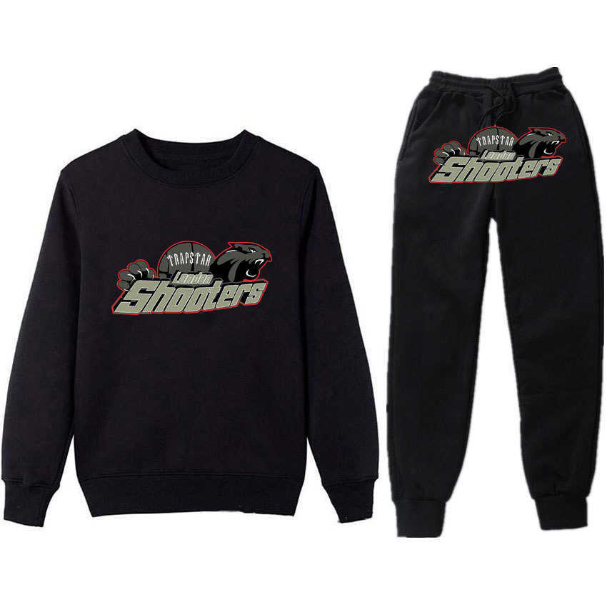 

Men's Hoodies Sweatshirts Thread Bottom Hem and Women's Casual Sports Suit Trapstar Red Black Tiger Head Round Neck Sweater Pant, Orange wt-1