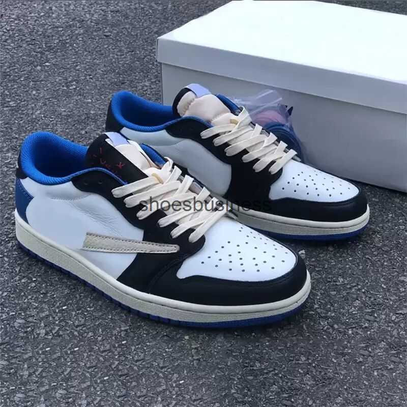 

Basketball Shoes Travis Scotts Jumpman 1 Low Og X Fragment Mens White Military Blue Designer Sports Sneakers With Original