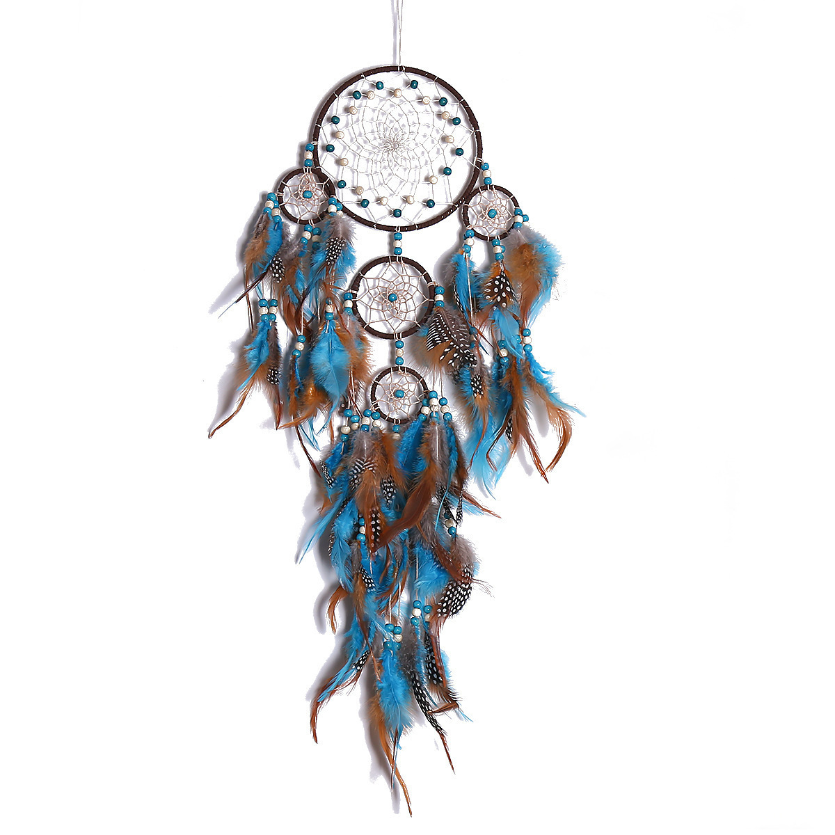 

Retro Home Decoration Dream Catcher Decorative Objects Pendant Five-ring Feather Hanging 1222063