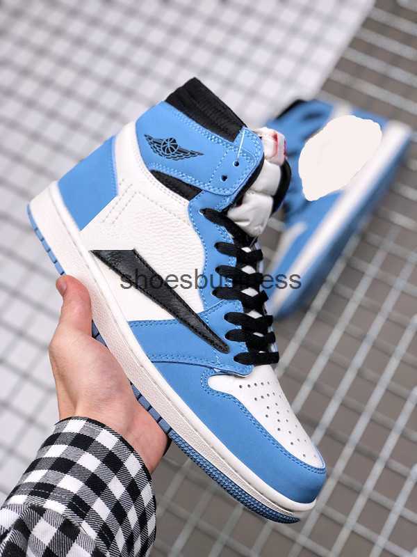 

Basketball Shoes Jumpman 1 Retros High OG Fragments Design X Travis Scotts 1s UNC Blue Cultural Sneakers Outdoor Trainers With
