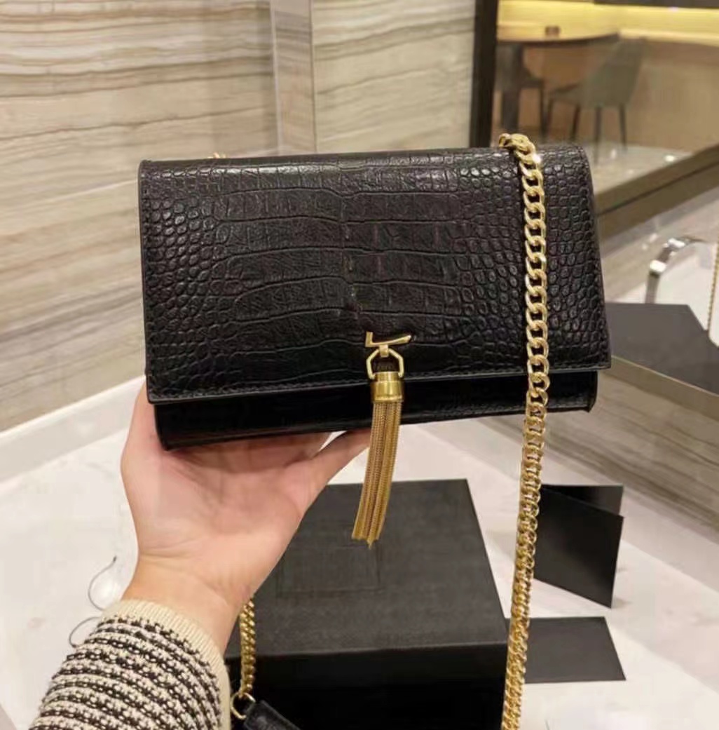 

Evening Bags Womens Chain Cross Body Bags 2022 Luxurys Designers SS Lady Fashion Plain Alligator Square Chains Shoulder Casual Crocodile Han, Customize