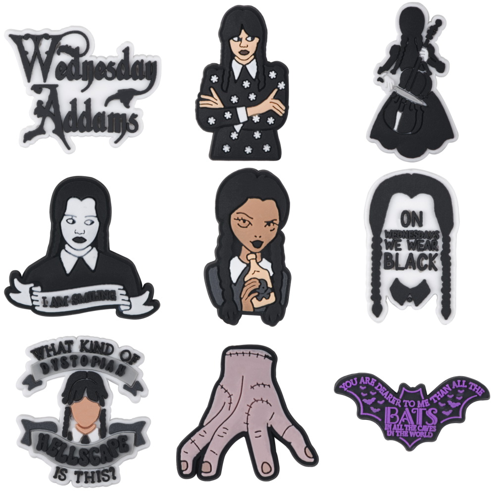 

Shoe Parts Accessories 2023 Christmas Decorations Wednesday Thing Hand from Addams family Ornament resin Figurine Decor shoe charms