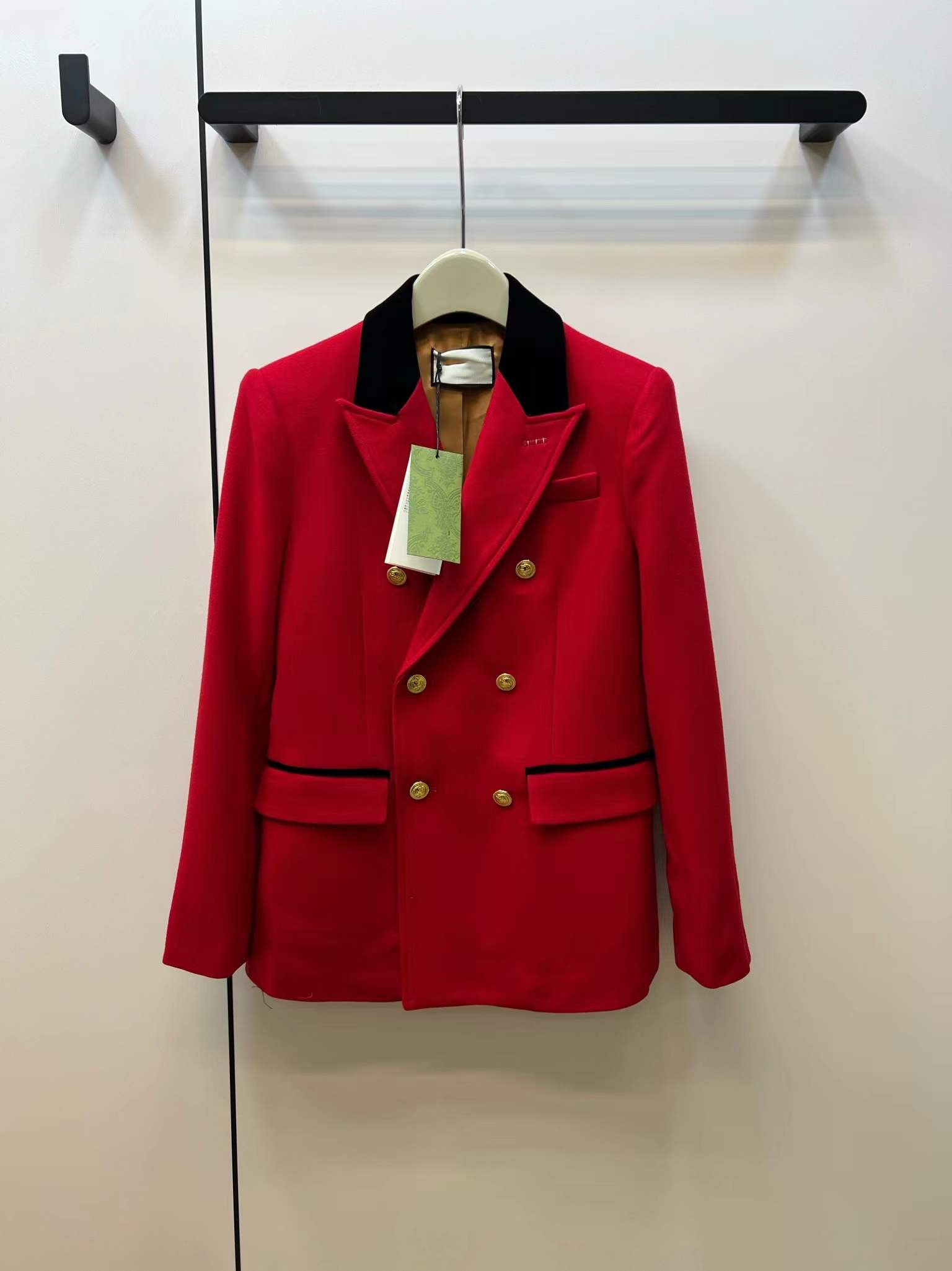 

2023 New Spring Milan Runway Jackets Lapel Neck Long Sleeve fashion Brand Same Style Women' Coats Designer 1231-1, Red