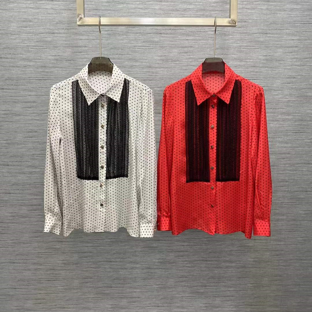 

Brand Same Style Shirts 2023 New Spring Lapel Neck Long Sleeves Fashion Luxury Women' Blouses Designer Tops 1231-3, White