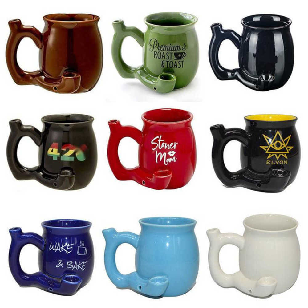 

Classic ceramic pipe mug 301-400ML coffee cup export foreign trade ceramic factory direct sale black pipe cup