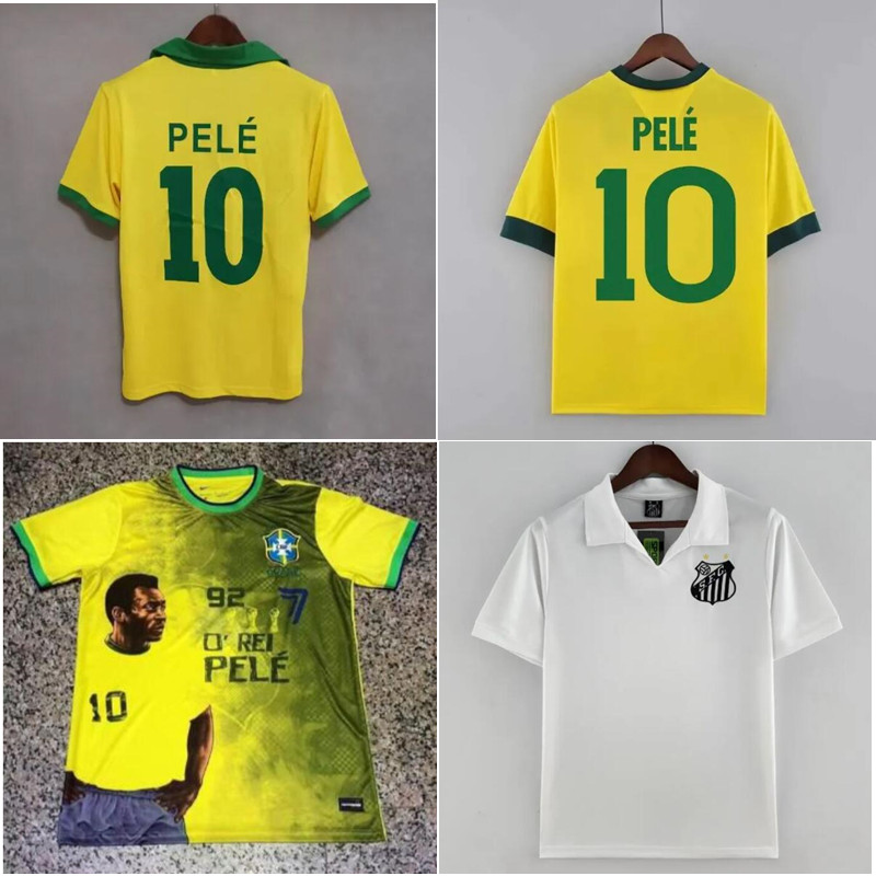 

1957 1970 PELE retro soccer jerseys Brazils football shirt Brasil 22 23 Special SANTOS camisa de futebol Classic top kit -XXL, Pelespecialyellow