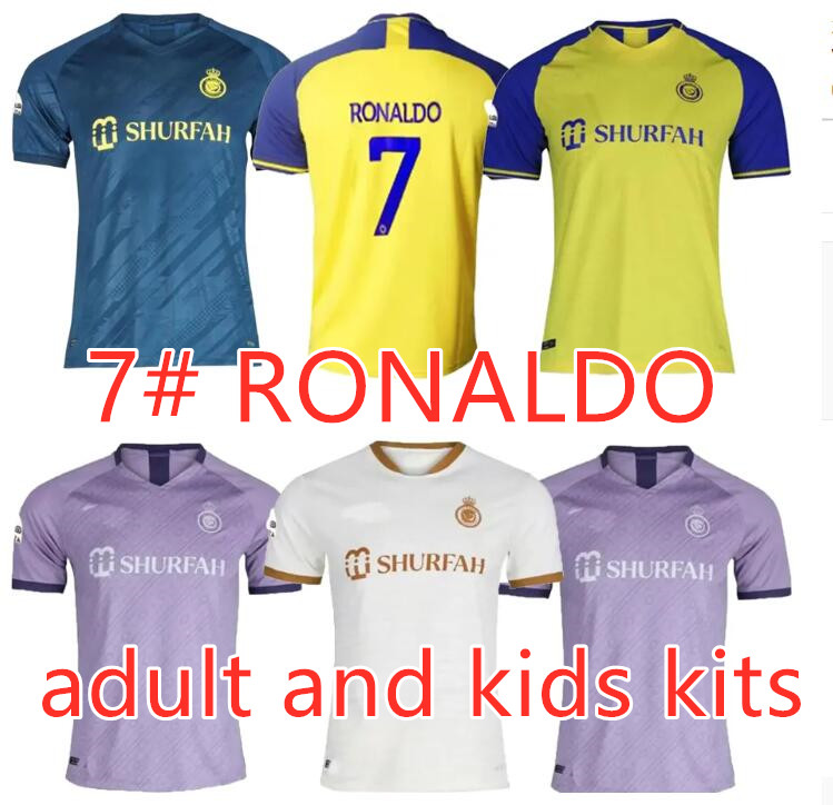 

Al Nassr FC soccer Jerseys 2022 2023 Ronaldo Al-Nassr FC Home yellow away  23 CR7 Gonzalo Martinez Talisca Ghislain Konan Vincent Aboubakar men kids Football shiirt, White