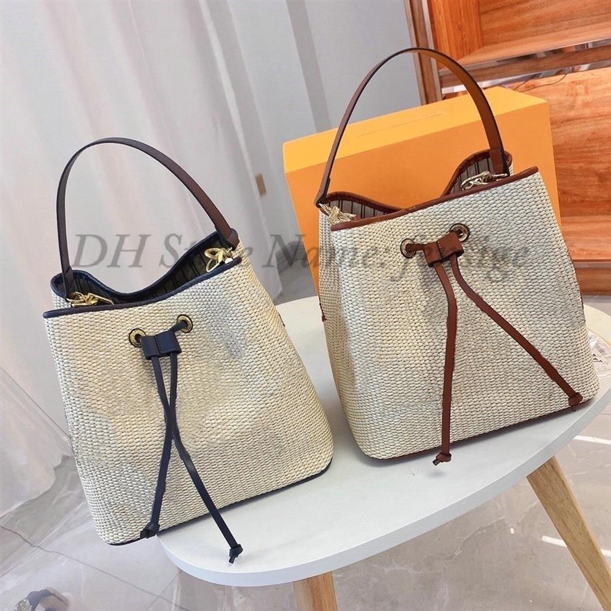 

Neo MM Noe Bucket Bag Raffia-like Woven Textile Drawstring Women Totes Designer Luxurys CrossBody NeoNoe Handbag2916, Others
