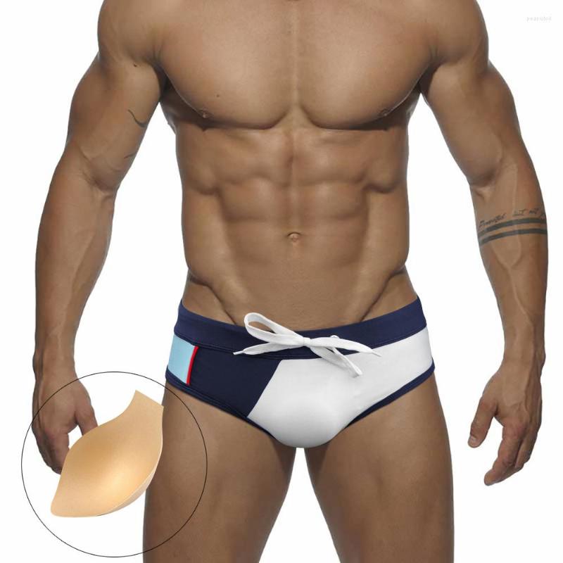 

Men's Swimwear Push Pad Men Sexy Summer Swimsuit Briefs Low Waist Bathing Suit Bulge Beach Fashion Male Sport Homme Nylon Swim Bikini, Orange black no pad