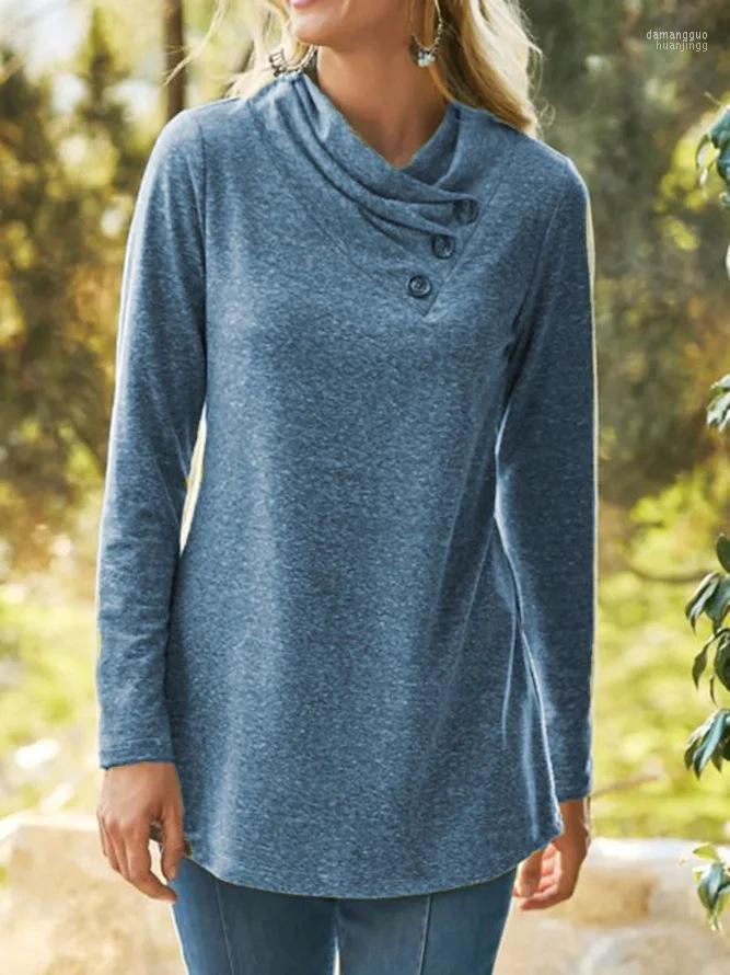 

Women's Sweaters Women's The Fall/winter 2023 Solid-color Stack-collar Button-down Long-sleeve T-shirt, Violet