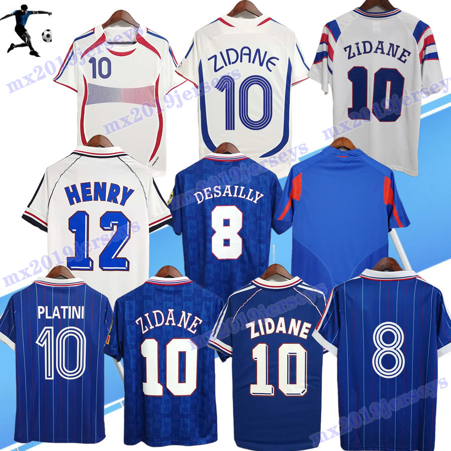 

1998 frEnch club retro soccer jerseys 1982 84 86 88 90 96 98 00 02 04 06 2018 ZIDANE HENRY MAILLOT DE FOOT POGBA France football shirts REZEGUET, 1998 home