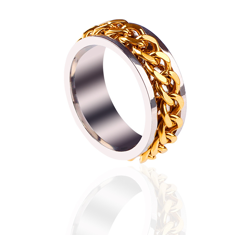 

Men's Spinner Fidget Rings Chain Rotation Ring for Men 8MM Stainless Steel Intertwine Rings