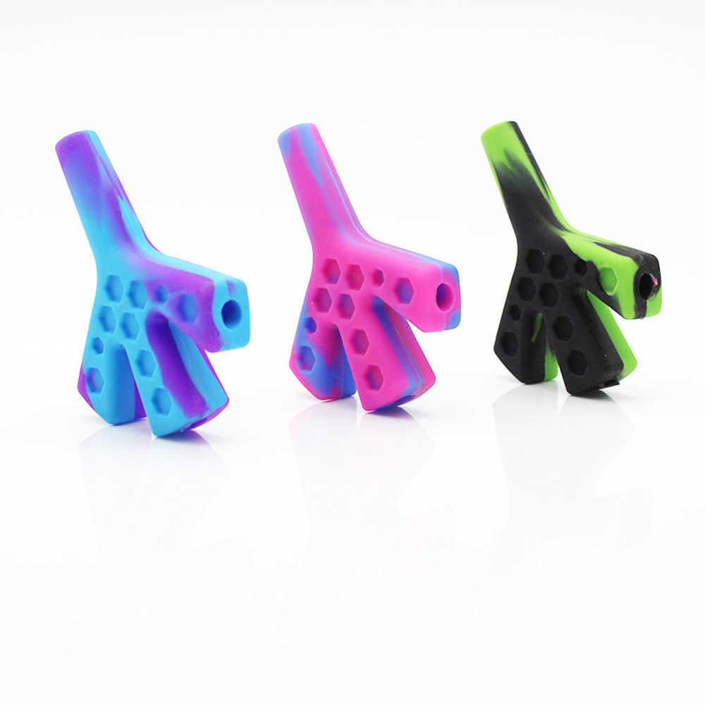 

Smoke silicone pipes Straight double/three hole raw portable Hand water Pipes Tobacco for smoking