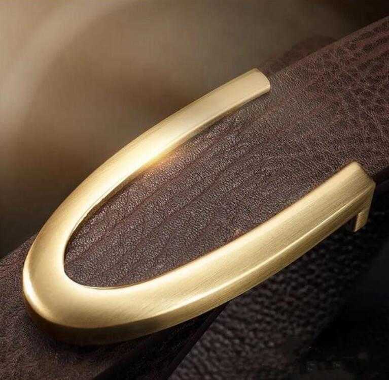 

Men belt leather fashion personality young business leisure cowhide belt middle-aged smooth buckle A2305for man woman, Beige