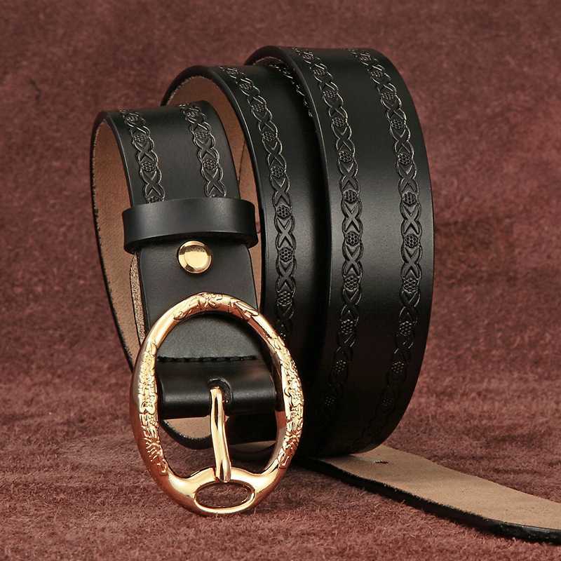 

28mm Belt women's Retro versatile black casual round buckle wide belt ZK--064for man woman