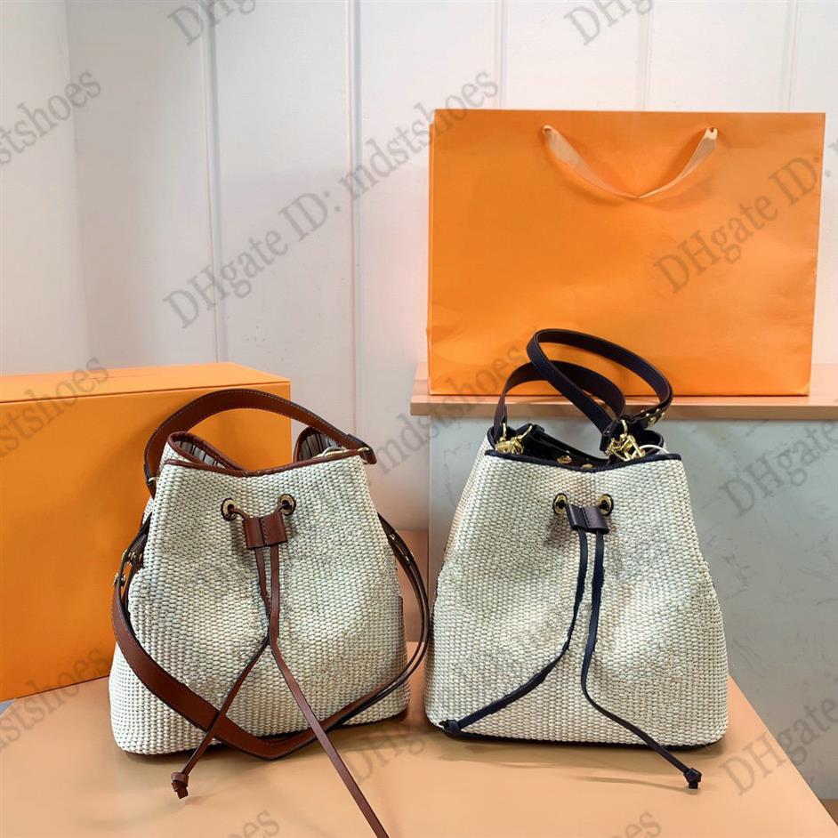 

Neo Noe MM Totes Retro NeoNoe Bucket Bag Raffia NEO NOE Straw Bag Designer Luxurys Womens Handbag Drawstring Cross Body254d, Others