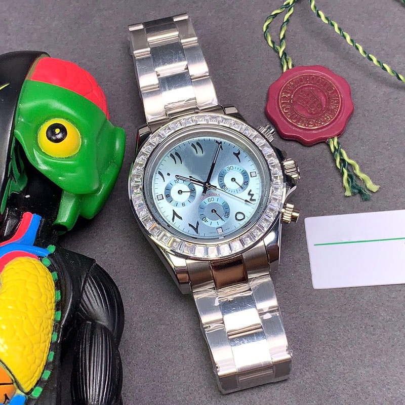 

Luxury Watches Diamond Men Watch Automatic Mechanics Steel Strap Watch Arabic Numeral Dial Classic Ice Blue Wristwatches Orologi di lusso, Color 1