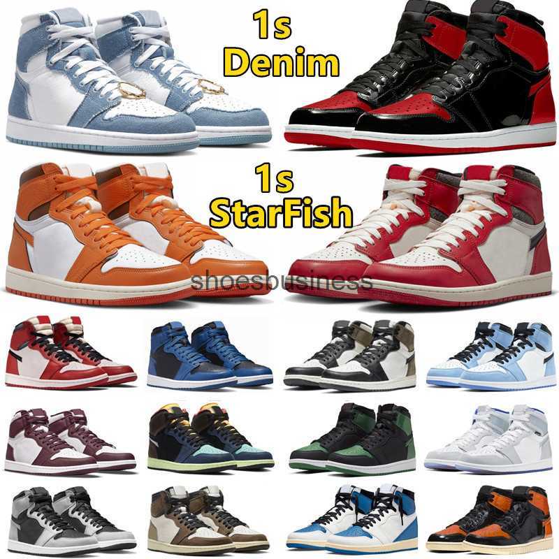 

1 1s Mens Basketball Shoes Bred Patent Unc Blue Dark Mocha StarFish Lost Found Denim Light Bone Shadow 2.0 Chicago Grey Fog Bio hack Men, Color#49