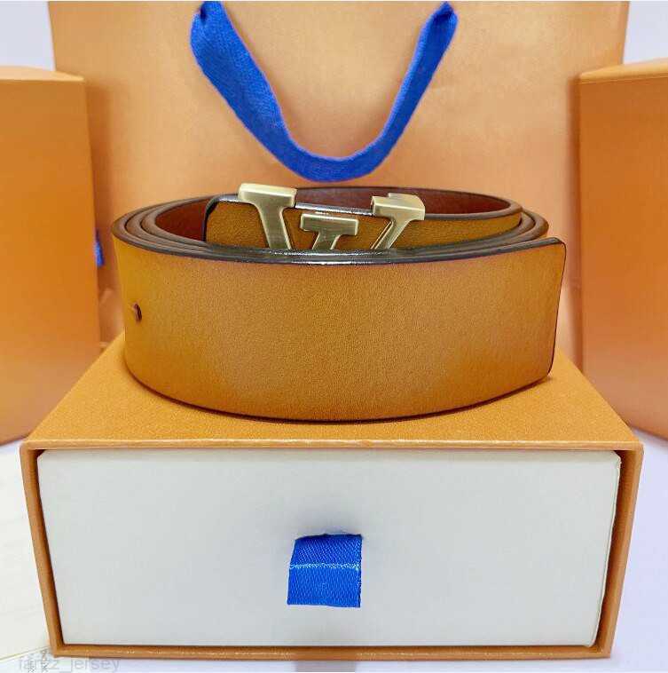 

2023High quality belt women genuine leather golden silver bronze buckle designer cowhide belts men luxury 20 colors Carry with box AAA12for man woman, Yellow