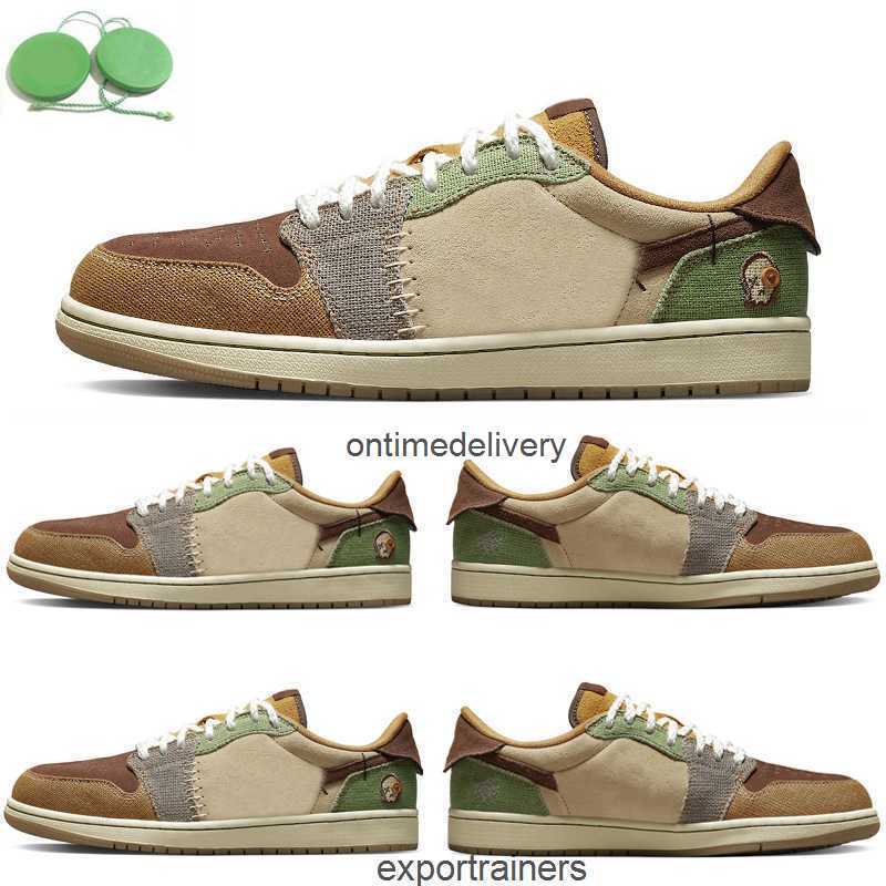 

Zion Williamson x Voodoo Mens Basketball Shoes 1 1s Low Sneaker DZ7292-200 Flax Muslin Fauna Brown Green Sesame Moon Fossil Men Women