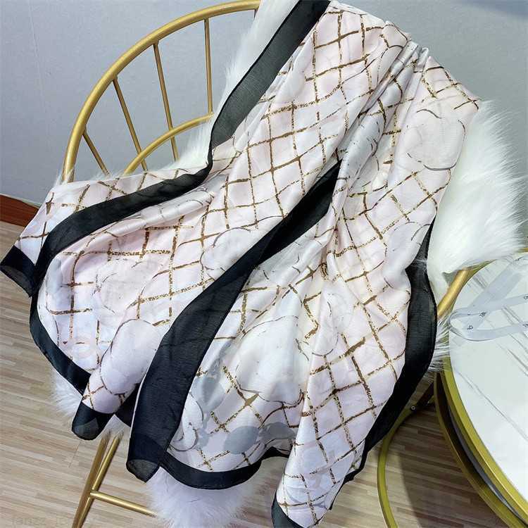 

Designer Scarves women senior long Single layer chiffon silk shawls Fashion soft luxury printing letter Scarffor man woman
