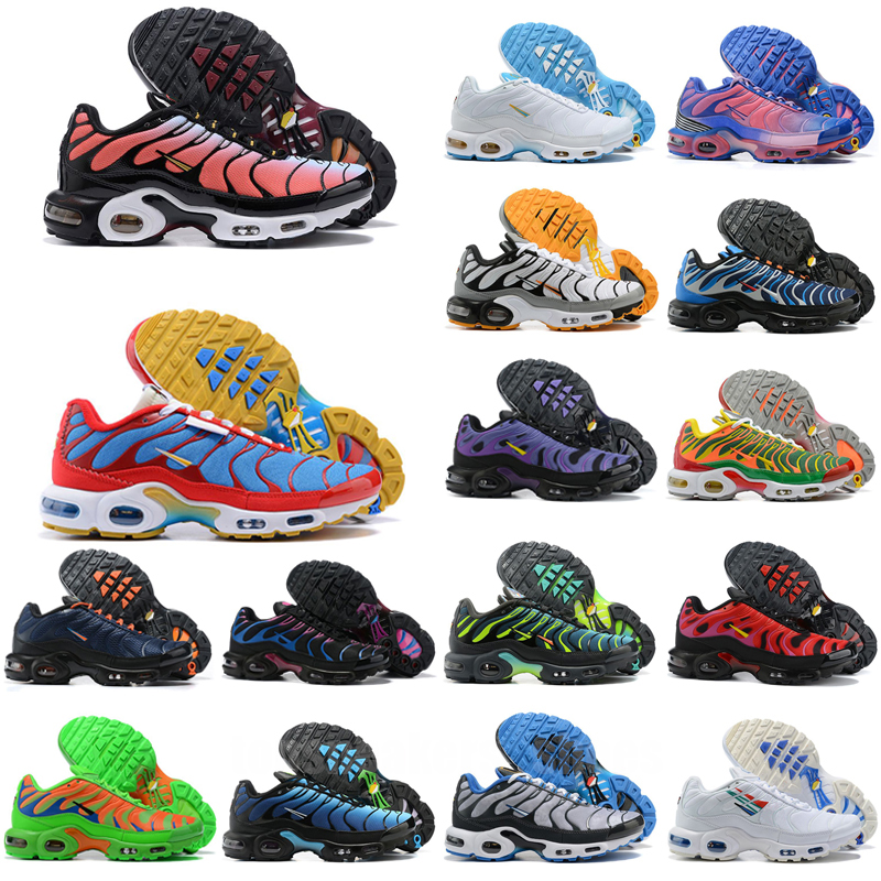 

Running Shoes Trainers Sports Sneakers Triple White Red Black Sunset Gradient Hyper Jade Blue Spider Web Crater Royal Worldwide Neon Tn Plus Men Sneakers with box, Color 35