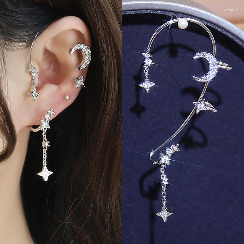 

Backs Earrings Fashion Sweet Inlay Zircon Moon Star Ear Bones Clip Women's Cuff For Lady Jewelry No Piercing Clips
