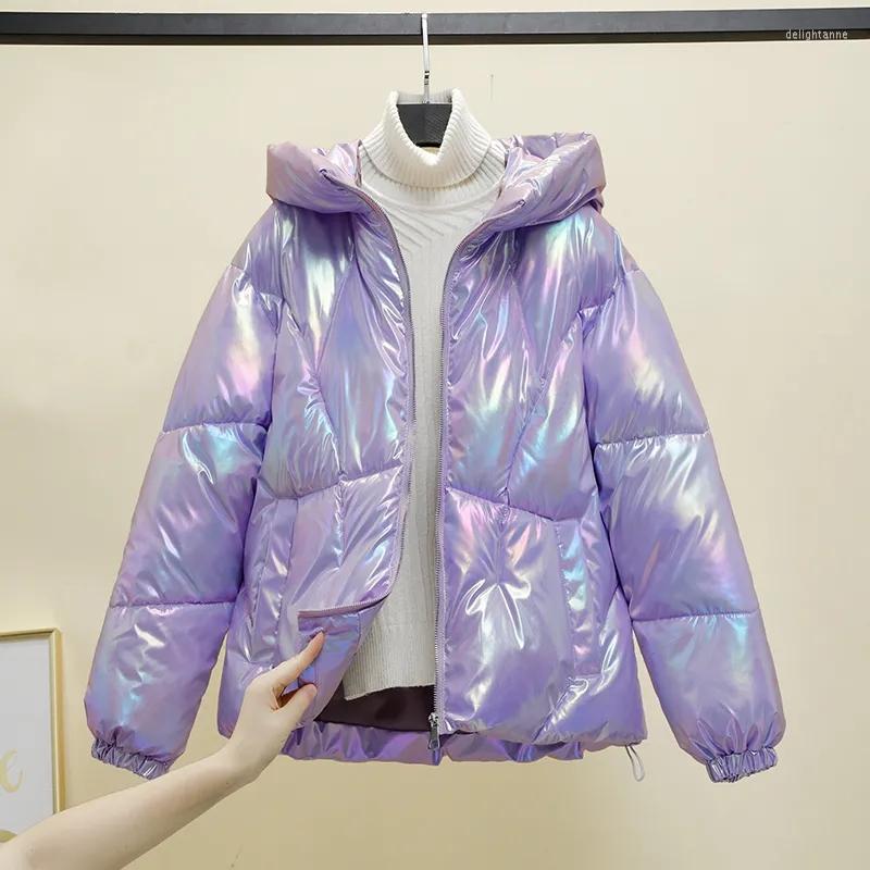 

Women' Down Fashion Cotton Parkas Bright Waterproof Winter Women All-Match Short Hooded Padded Jacket Bread Clothing Mujer Chaqueta, Blue