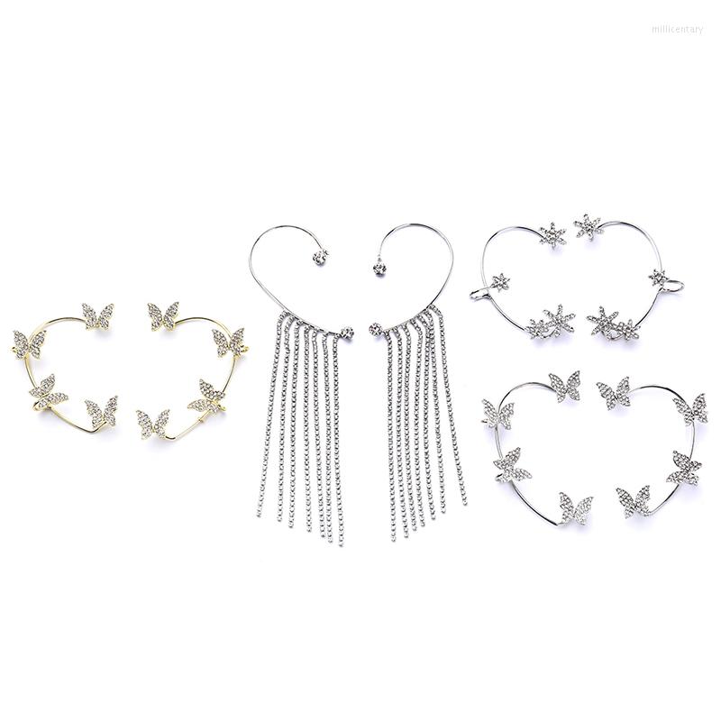 

Backs Earrings Tassel Butterfly Clip For Women Ear Clips Without Piercing Sparkling Zirconia Cuff 2022 Fashion Jewelry