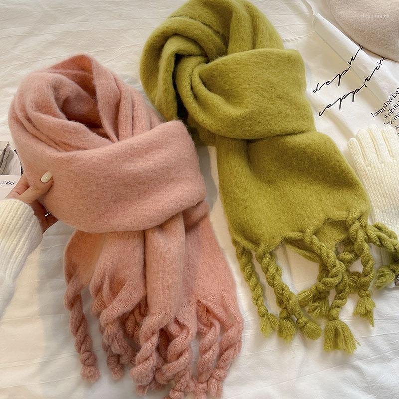 

Scarves Luxury Cashmere Women Long Braid Tassel Scarf Winter Thick Warm Solid Cape Wraps Female Pashmina Foulard Plain Blanket Poncho