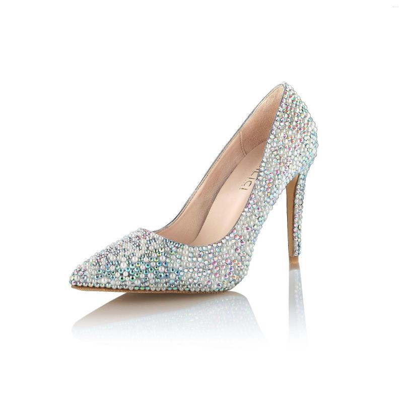 

Dress Shoes Bridal Crystal Wedding Women White Pearl Pumps Thin Heels Pointed Toe High Bridesmaid Sexy Party, 11cm shoes