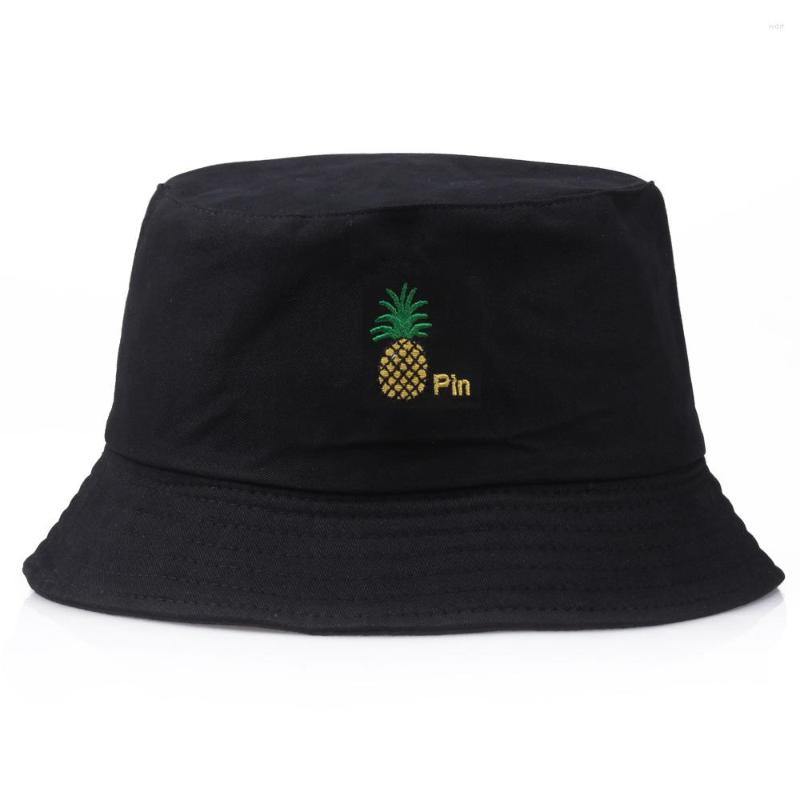 

Berets Double-side Pineapple Print Foldable Bucket Hat Beach Sun Street Headwear Fisherman Outdoor Cap Men And Woman, Yellow