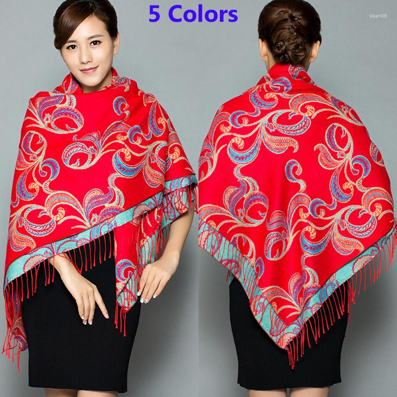 

Scarves Lily Flower Large Square Shawls For Women Tassel Pashmina Female Winter Warm Blanket Wraps Lady Cashmere Scarf