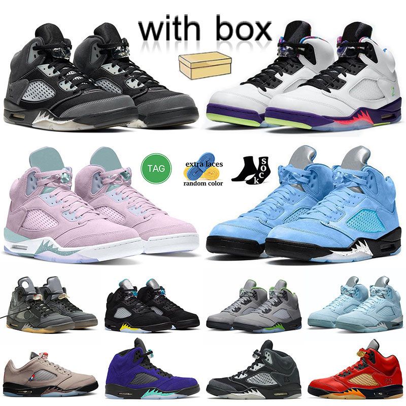 

Jumpman 5 with box basketball shoes anthracite grape 5s bluebird fire red unc university blue bird concord bred paris camo grey designer sneakers outdoor trainer, A10 40-47 unc