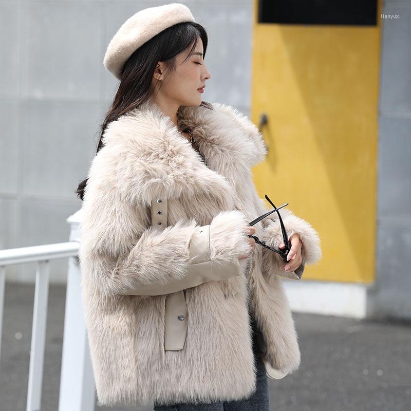 

Women's Fur 2022 Winter Coat For Women Thick Fleece Faux Coats Plush Jackets Fashion Tops Outerwear Female Overcoat, Beige