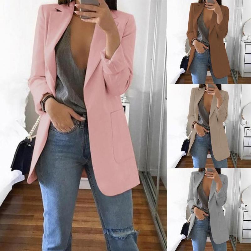

Women's Suits Women Autumn Blazer Jacket Turndown Collar Slim Solid Color Fashion Casual Work Suit Coat Office Lady Elegant Clothes, Black