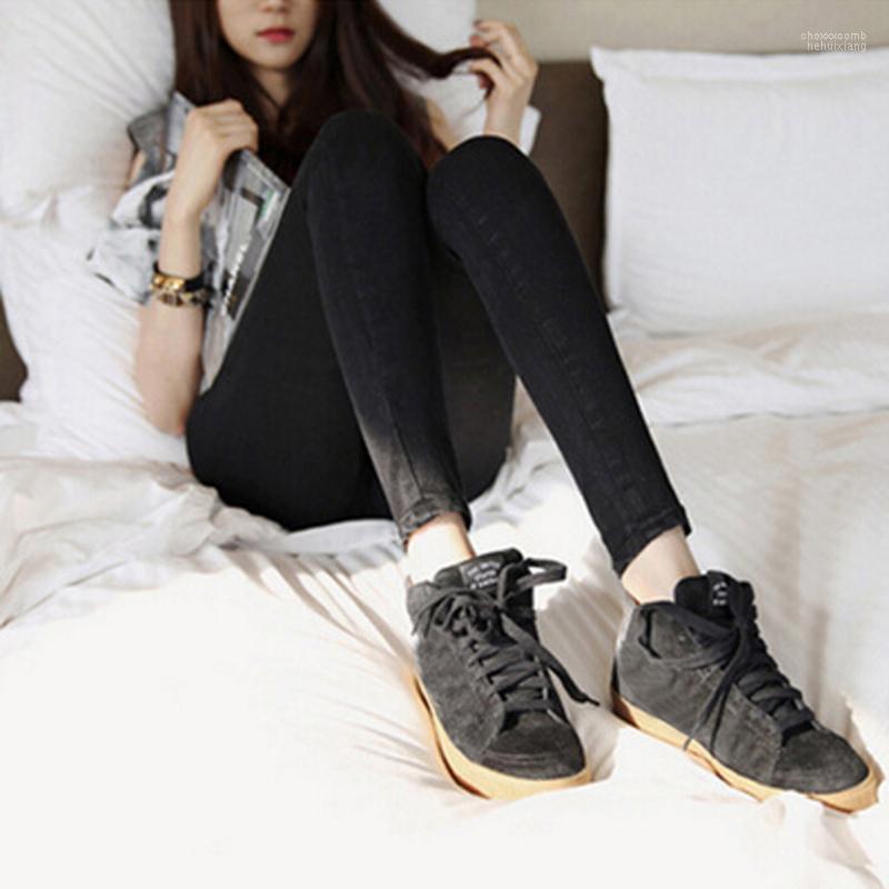 

Women's Jeans Women's Korean Elastic Pencil Pants Midle Waist Long Denim Leggings Trousers, Black