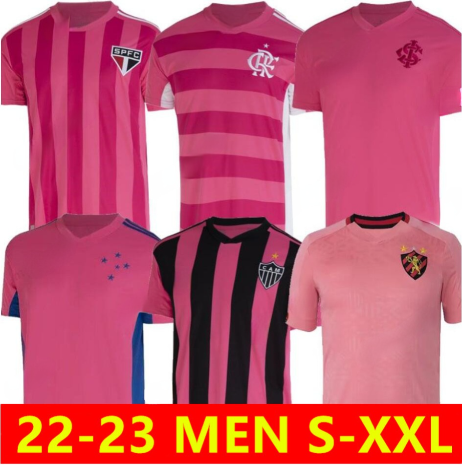 

22-23 Camisa Flamengo Atletico Mineiro Outubro Rosa jerseys Sao Paulo Internacional Cruzeiro pink special shirt Recife Gremio Fluminense October Rose jersey