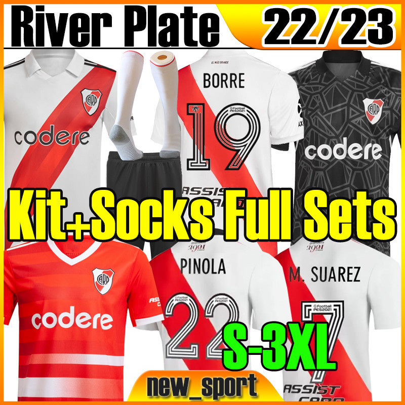 

3XL 22 23 River Plate soccer Jerseys 2022 2023 fans version M.SUAREZ J.ALVAREZ DE LA CRUZ MONTIEL CARRASCAL BORRE Retro men kids kit socks full sets football shirts, 22 23 home patch