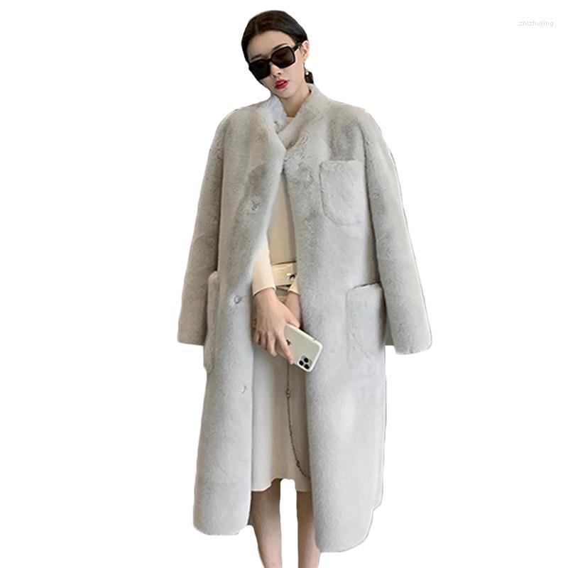 

Women' Fur Elegant Faux Coat Women Solid Lamb Coats Long Sleeve Casual Soft Fleece Outerwear Thick Warm Female LR1676, Beige