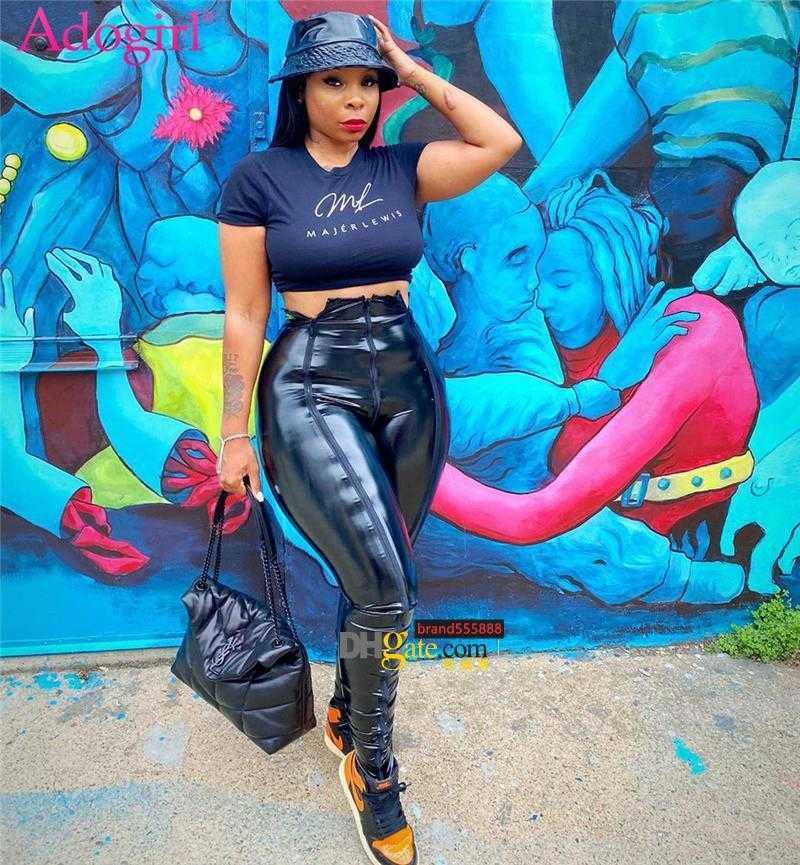 

LuxuryWomen' Pants & Capris Adogirl Women Zipper Up PU Leather Sexy Tights Mid Waist Stretchy Pencil Fashion Casual Trousers For Autumn Winter, Black pants