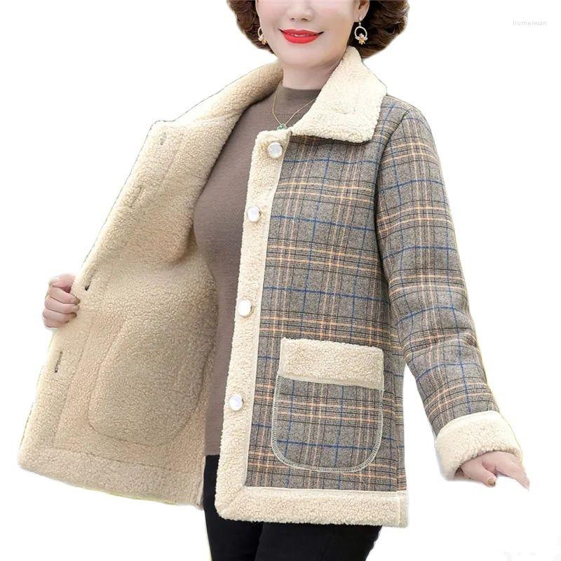 

Women's Fur 2022 Autumn Winter Women Coat Velvet Thick Jacket Middle-aged Mothers Dress Trend Foreign-style Particle Fluff A757, Dark brown