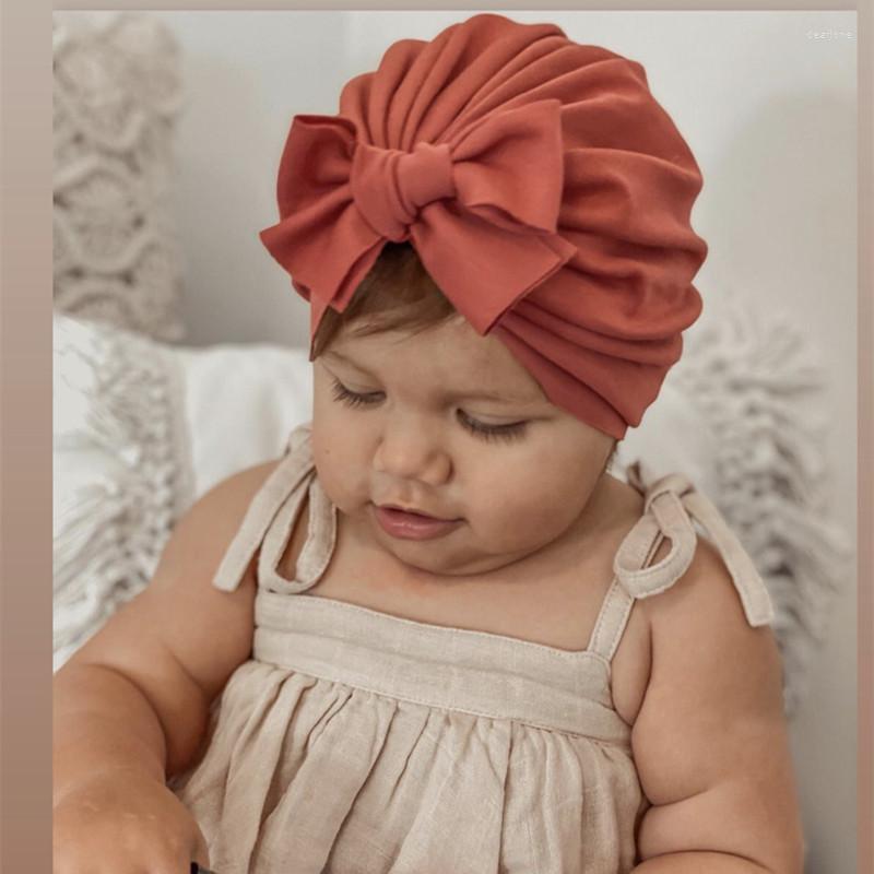 

Hats 2022 Baby Girl Hat Soft Swallow Bowknot Cotton Toddler Turban Hair Band Bonnet Infant Cap Born Headwrap Hairband, White
