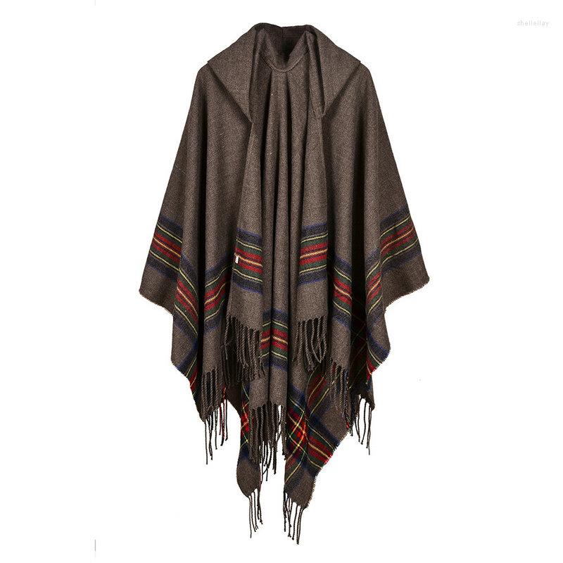 

Scarves Big Winter Scarf Cashmere Poncho Women Bohemian Shawls Tribal Fringe Hoodies Blankets Cape Shawl Ponchos And Capes YG085