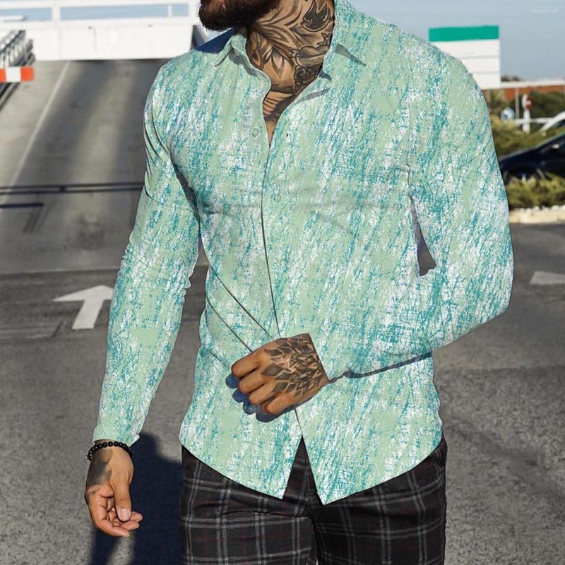 

Men's Casual Shirts Men Autumn Winter Single Breasted Lapel Full Print Beach Long Sleeve Vacation Dark Tee Top Shirt Oversized, Green