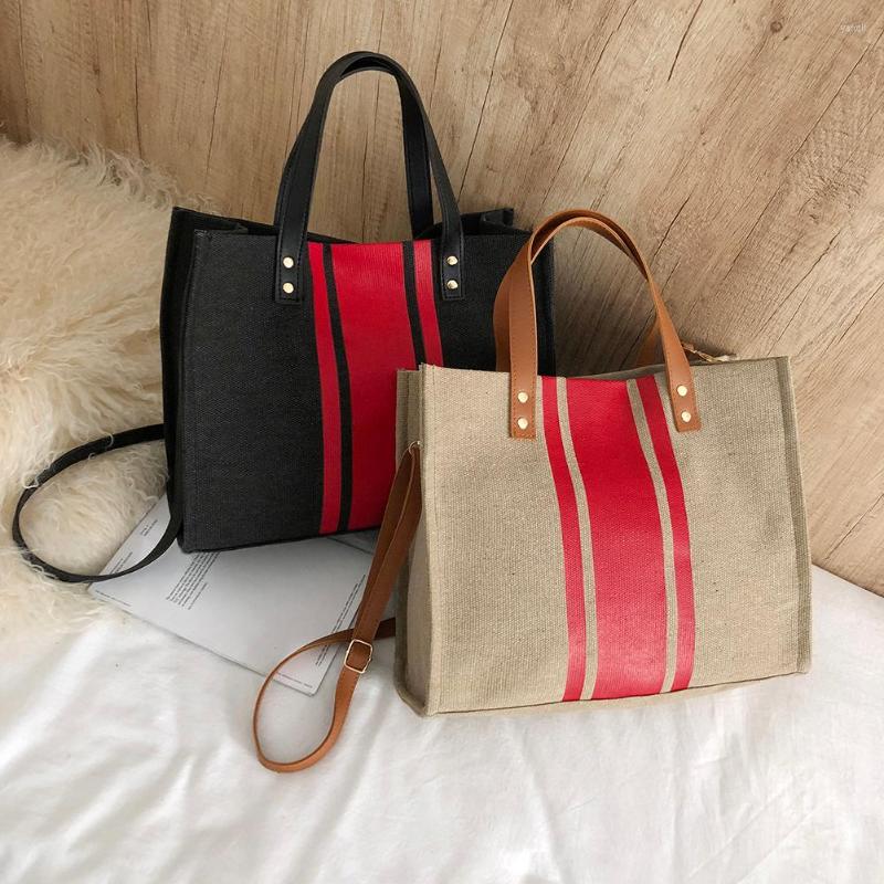 

Evening Bags Handbags Fashion Shoulder Women Striped Canvas Messenger Large Shopping Tote Leisure Daily