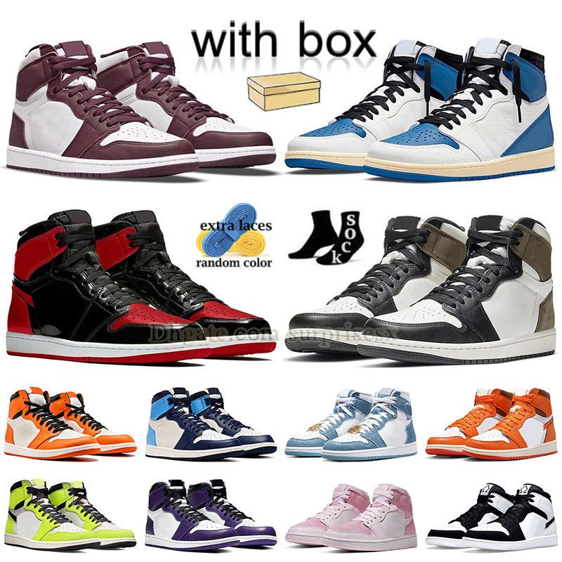 

Jumpman 1 Bordeaux 1s Basketball Shoes Mens Womens High Og Shadow Dark Mocha Ts Fragment Mids Valentines Day Diamond Bred Toe Digital Pink Starfish Designer Sneakers, A47 36-46 court purple