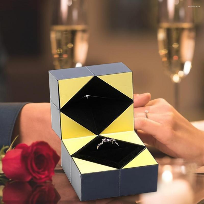 

Jewelry Pouches Creative Cube Design Ring Box Storage Case Wedding Display Holder Gift Organizer Organizador